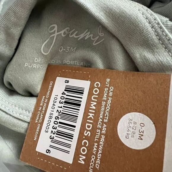 NWT Goumi Kids Swell Baby Zipper One Piece SZ 0-3mo Short Sleeve Jumpsuit Bamboo - Picture 3 of 3